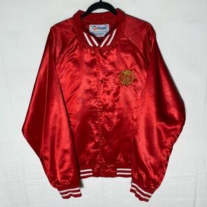 Vintage 80’s Trimark Canadian Pacific Railway Red Satiny Bomber Jacket XL